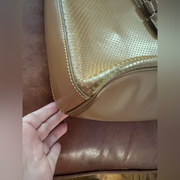 Dooney & Bourke Tan Perforated Leather Bucket Bag - Picture 11 of 15